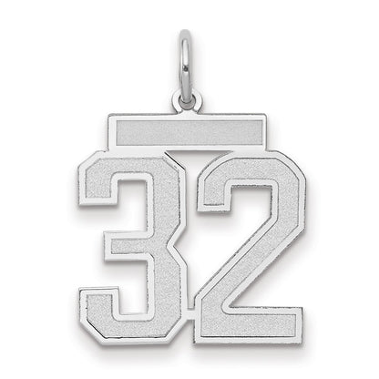 14K White Medium Satin Number 32 Charm