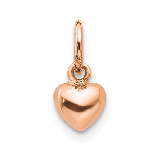 14K Rose Polished 3-D Puffed Heart Charm