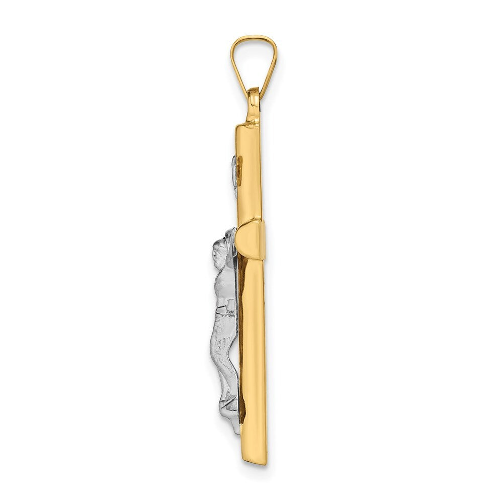 14k Two-tone Gold INRI Hollow Crucifix Pendant for Women