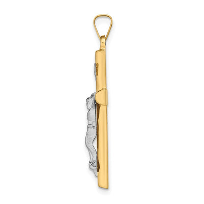 14k Two-tone Gold INRI Hollow Crucifix Pendant for Women