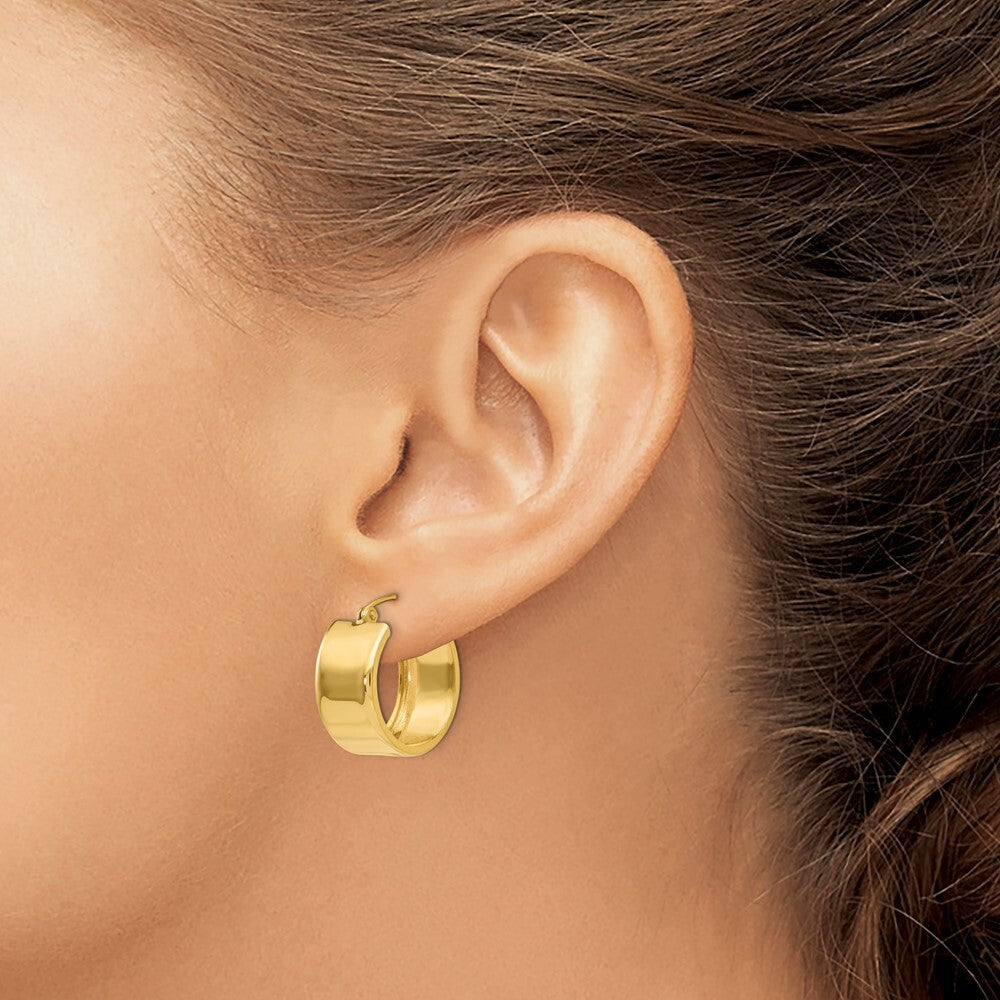 14k Yellow Gold 8.25mm Polished Hoop Earrings Gift for Women