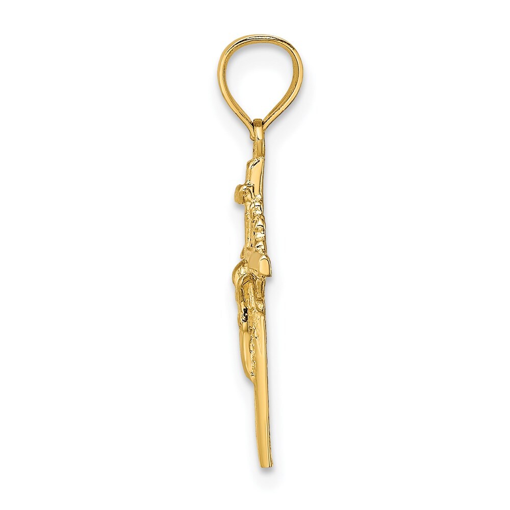 14k Yellow Gold 2-D Starburst Crucifix Charm Pendant for Women