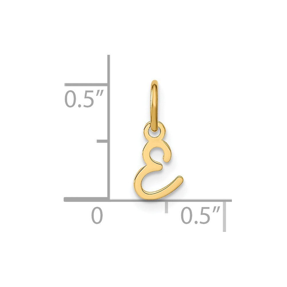 14k Yellow Gold Upper case Letter E Initial Charm Pendant for Women