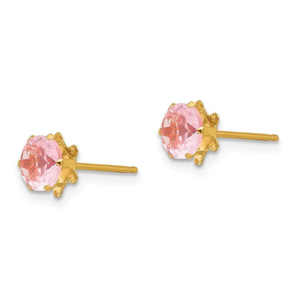14k Yellow Gold 5mm Cubic Zirconia Birthstone (Oct) Stud Earrings