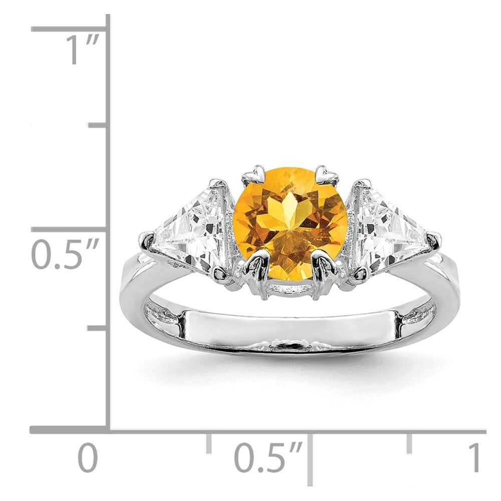 Sterling Silver Rhodium Citrine ring Size 7