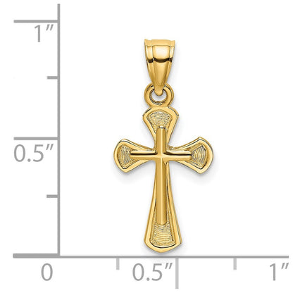 14k Yellow Gold Solid Textured Cross Charm