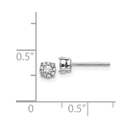 14k White Gold Diamond Cluster Stud Earrings