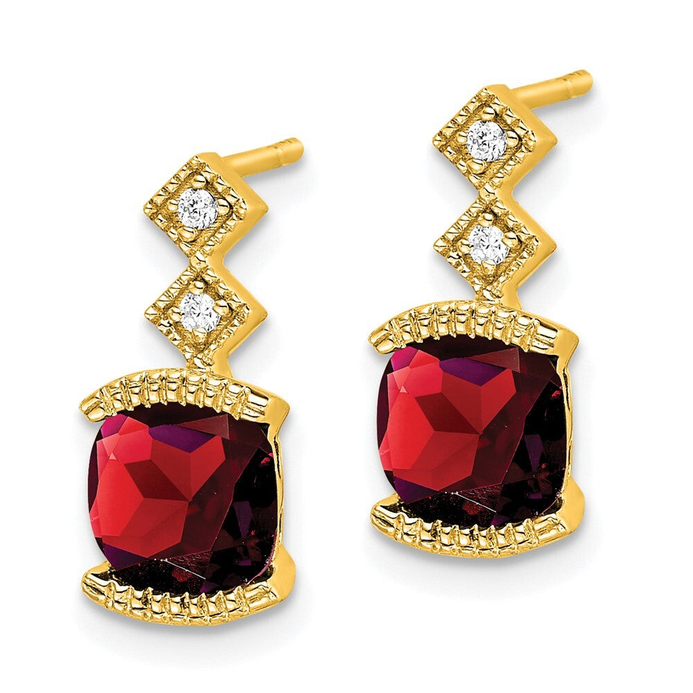 14k Yellow Gold Garnet and Diamond Drop & Dangle Earrings