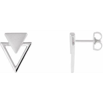 Sterling Silver Geometric Stud Earrings   Fine Jewelry Gift for Women