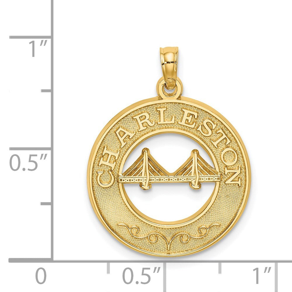 14k Yellow Gold CHARLESTON Bridge Charm Pendant for Women