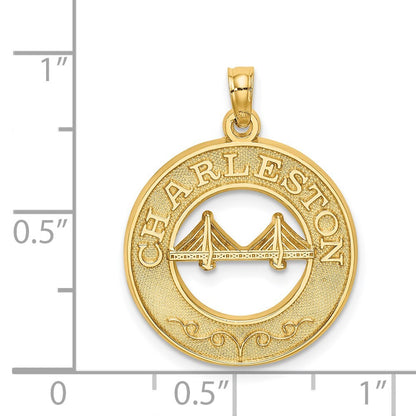 14k Yellow Gold CHARLESTON Bridge Charm Pendant for Women