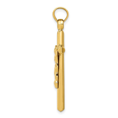 14k Yellow Gold Hollow Crucifix Pendant