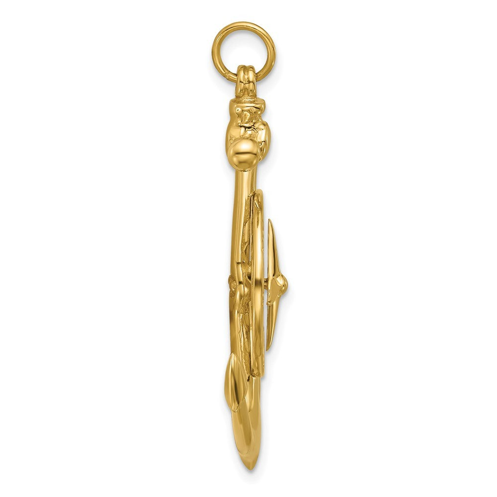 14k Yellow Gold Large Anchor w Nautical Compass Charm