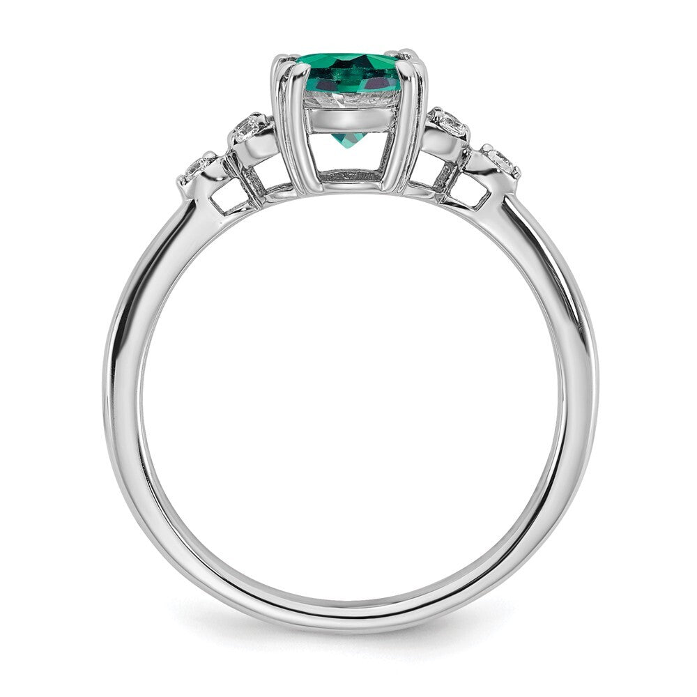 Sterling Silver Rhodium-plated Created Alexandrite and Diamond Ring Size 6