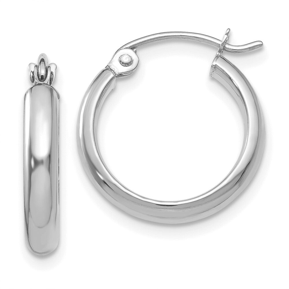 14k White Gold Polished Hoop Earring Gift for Women