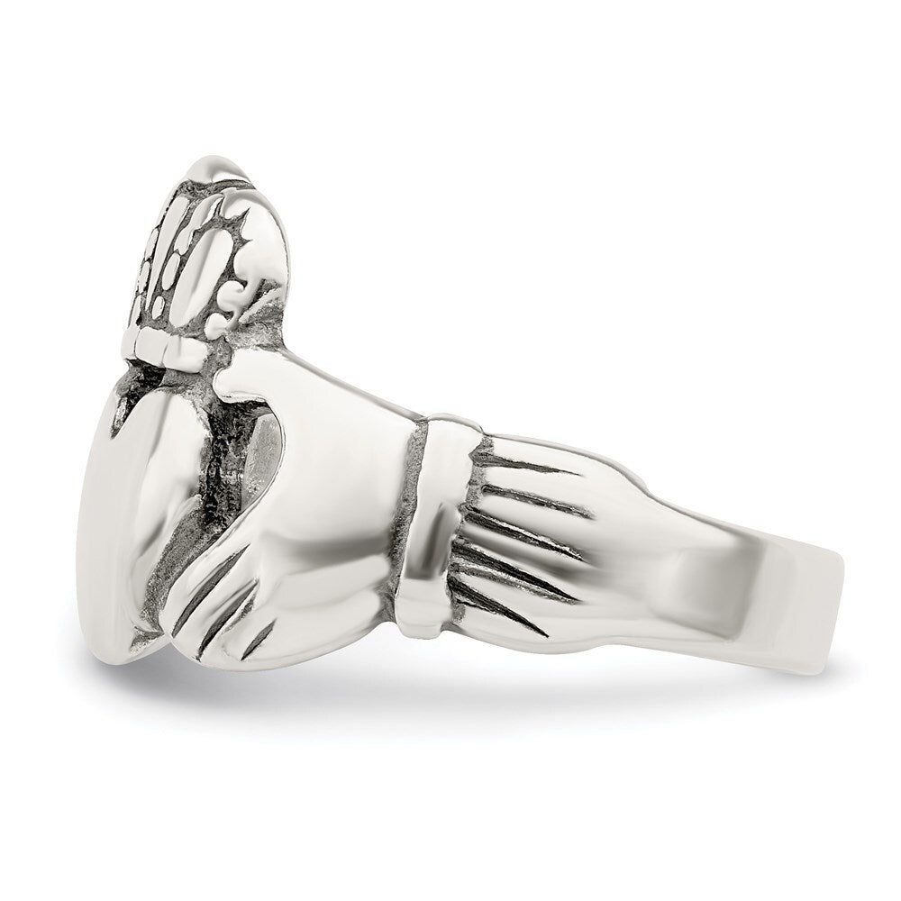Sterling Silver Antiqued Claddagh Ring Size 8