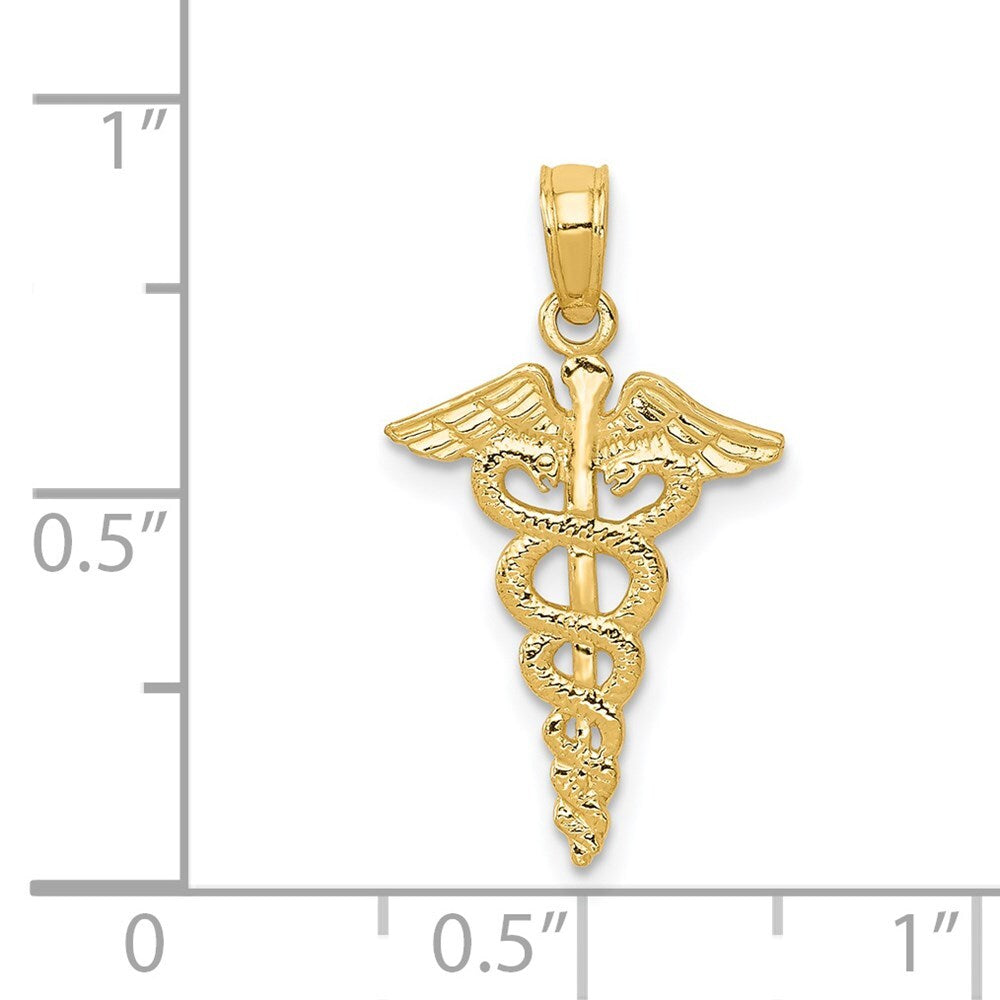 14k Yellow Gold Caduceus Pendant for Women