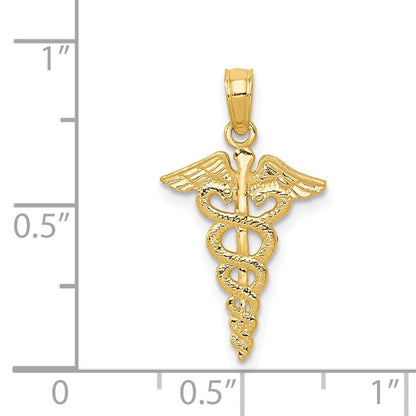 14k Yellow Gold Caduceus Pendant for Women