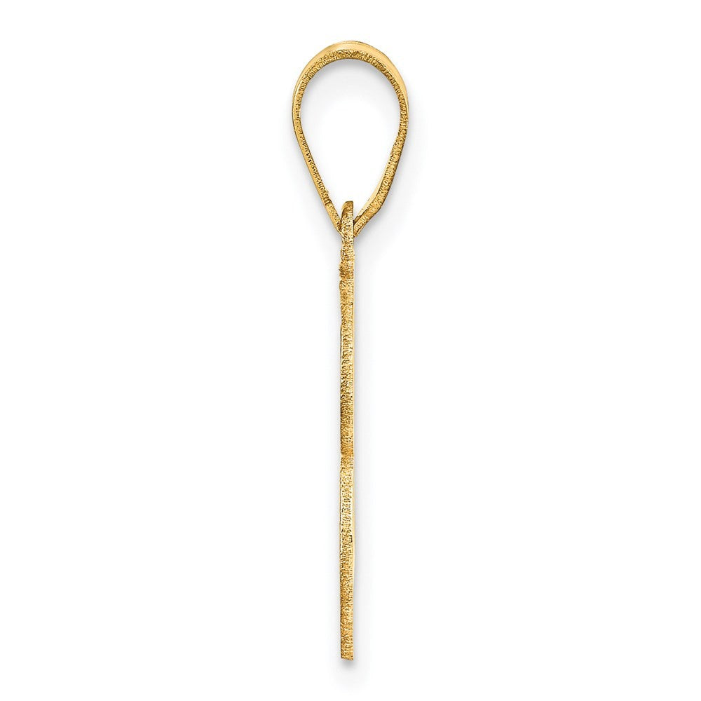 14k Yellow Gold Polished Etched Number 3 Pendant