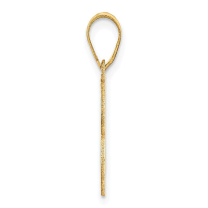 14k Yellow Gold Polished Etched Number 3 Pendant