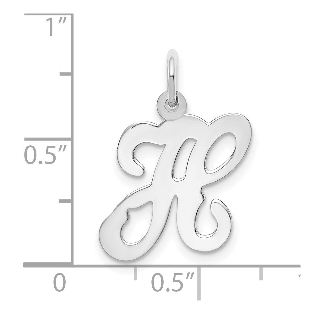 14k White Gold Script Letter H Initial Charm Pendant