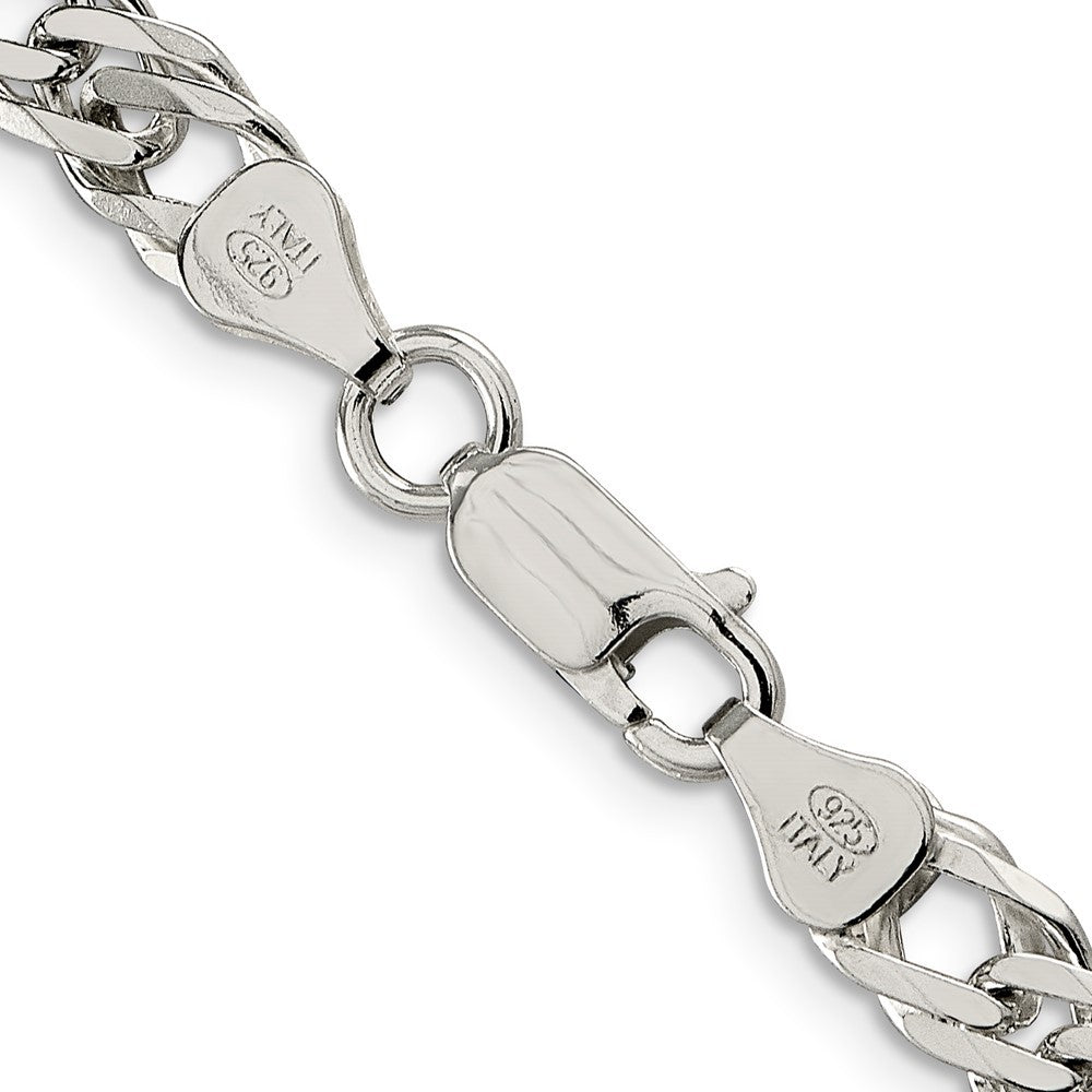 Sterling Silver 6.25mm 6 Side Diamond-Cut Flat Double Curb Chain Necklace