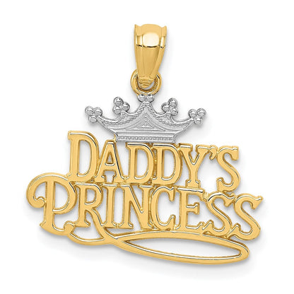 14k Yellow Gold and Rhodium DADDYS PRINCESS Pendant for Women