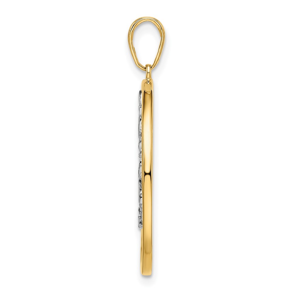 14k Yellow Gold and White Rhodium Diamond-cut Tree of Life Pendant