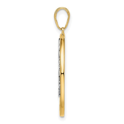 14k Yellow Gold and White Rhodium Diamond-cut Tree of Life Pendant