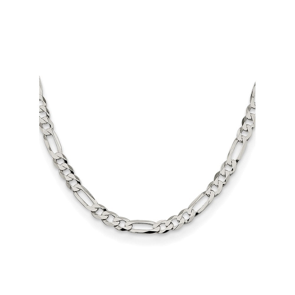 Sterling Silver 7.0mm Lightweight Flat Figaro Chain Necklace