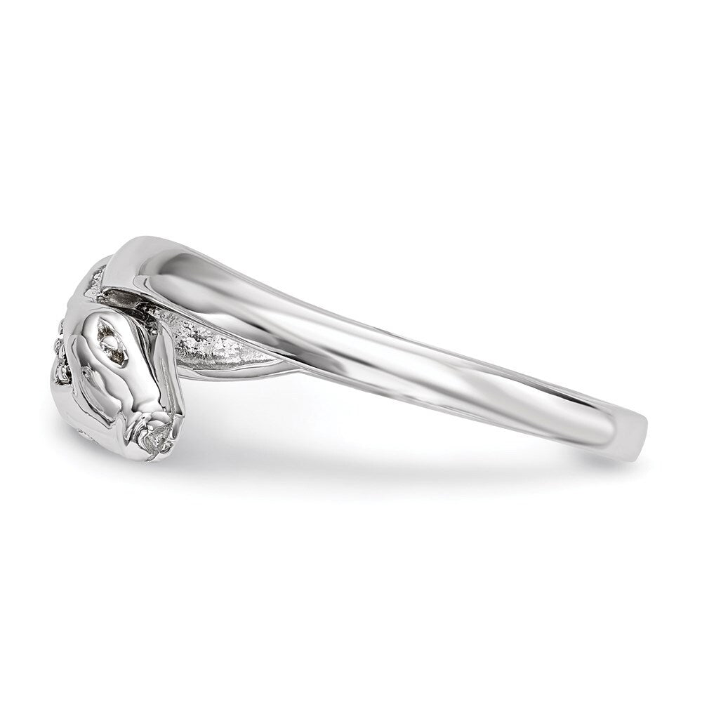 Sterling Silver Rhodium-plated Cubic Zirconia Snake Ring Size 7