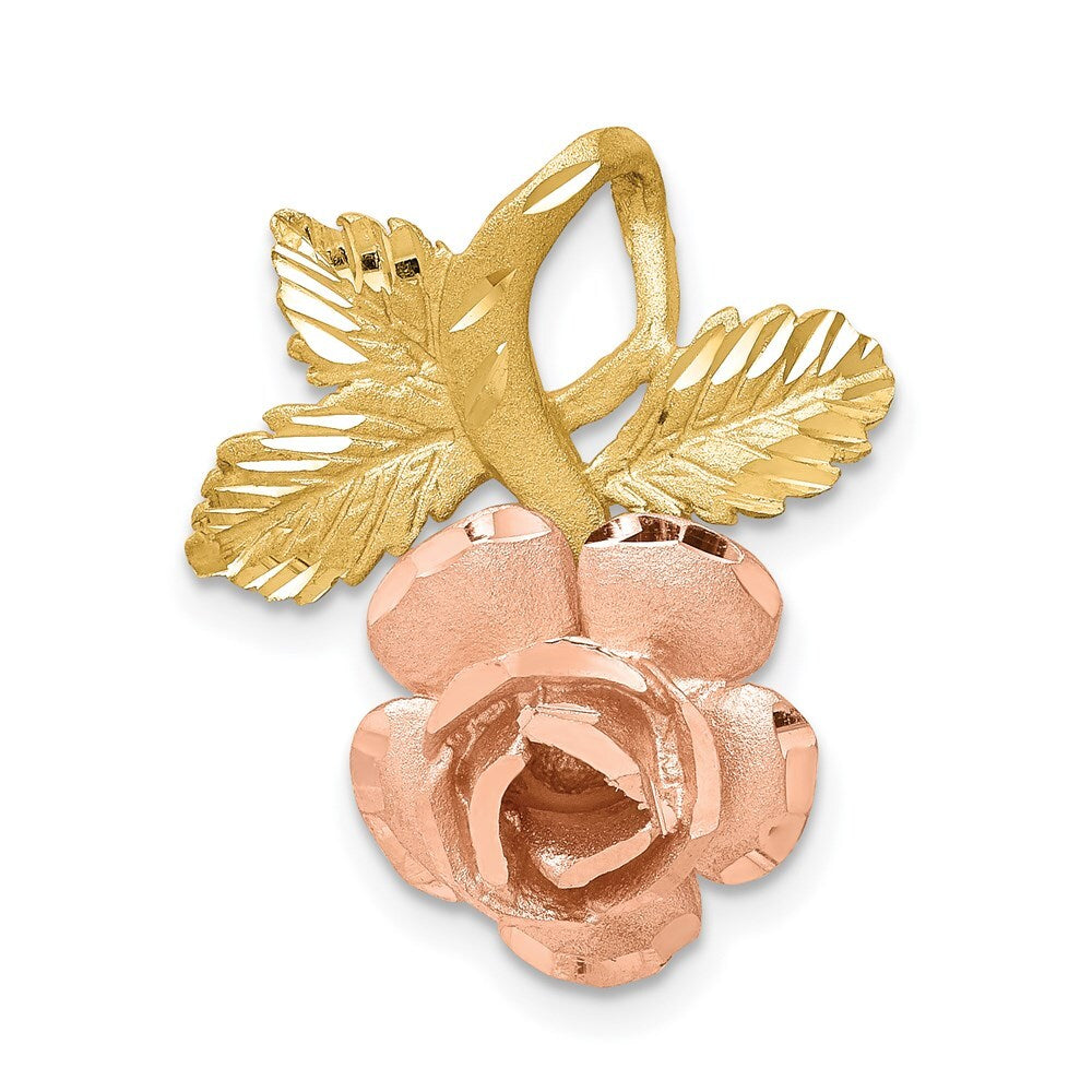 14k Two-tone Gold Rose Chain Slide Pendant for Women