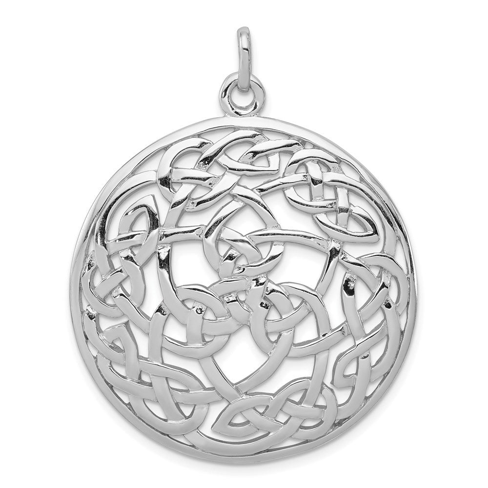 Sterling Silver Rhodium-plated Polished Celtic Pendant