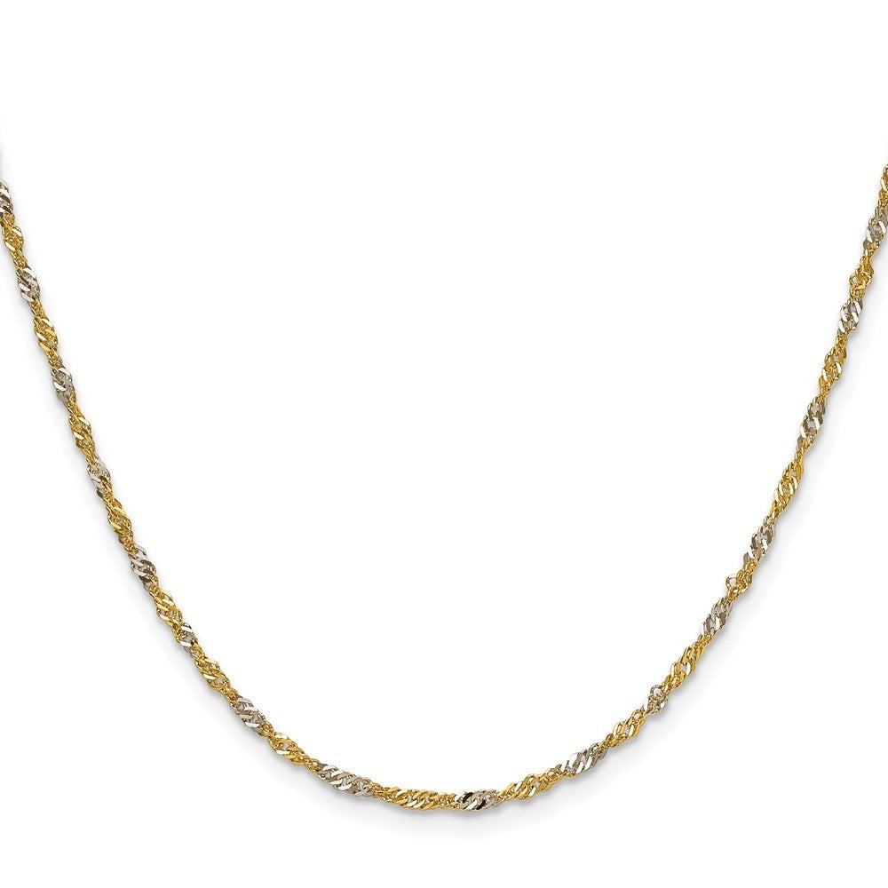 14k Yellow Gold Yellow Gold with Rhodium 1.9mm Singapore Chain Necklace