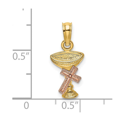 14K Two-Tone Communion Cup w/ Cross Charm
