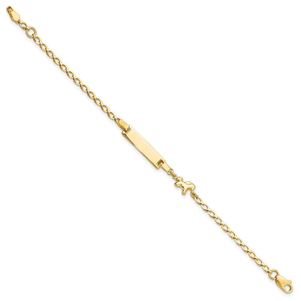 14k Yellow Gold Polished Horse and 17x5mm Plate 6 inch Baby/Child ID Bracelet