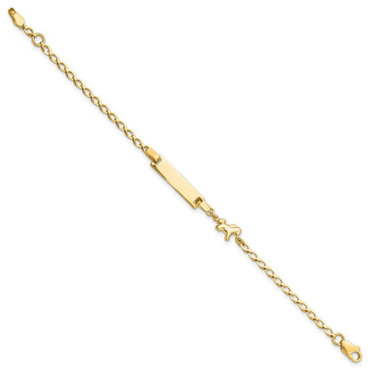 14k Yellow Gold Polished Horse and 17x5mm Plate 6 inch Baby/Child ID Bracelet