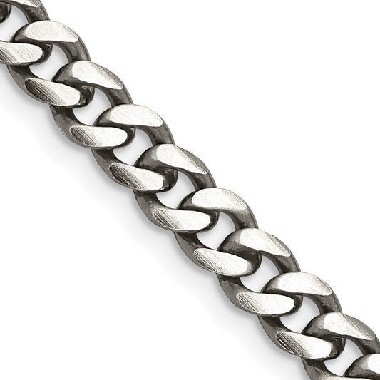 Sterling Silver Antiqued 6.0mm Curb Chain Necklace