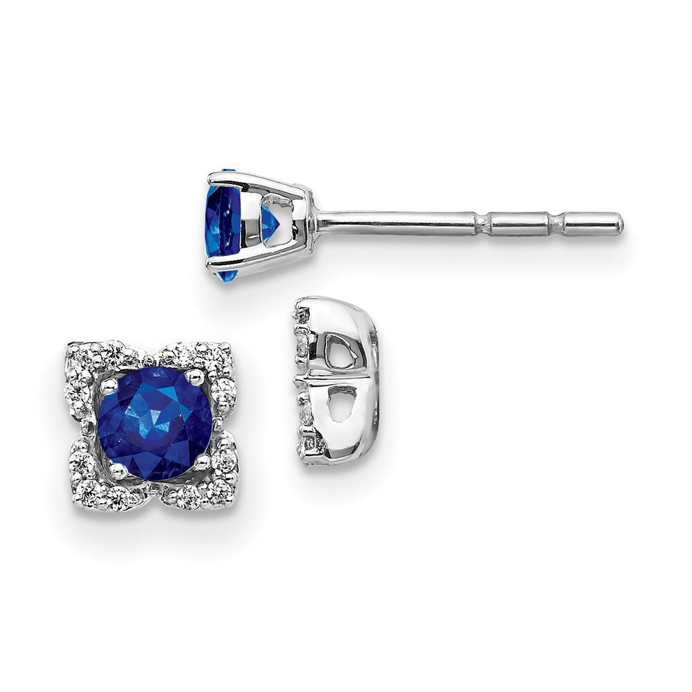 14k White Gold Diamond and Sapphire Stud w/Jacket Earrings