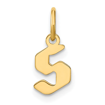 14k Yellow Gold Lowercase Letter S Initial Pendant for Women