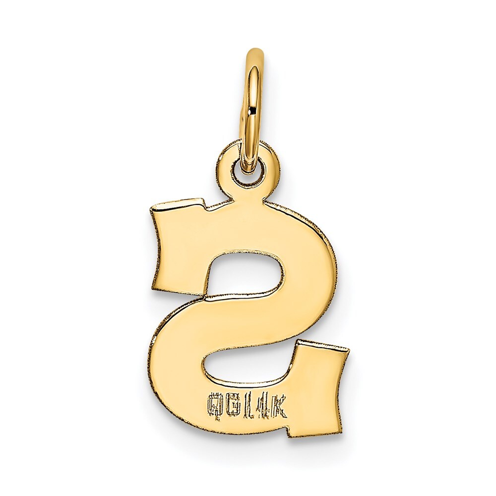 14k Yellow Gold Small Block Letter S Initial Charm Pendant for Women