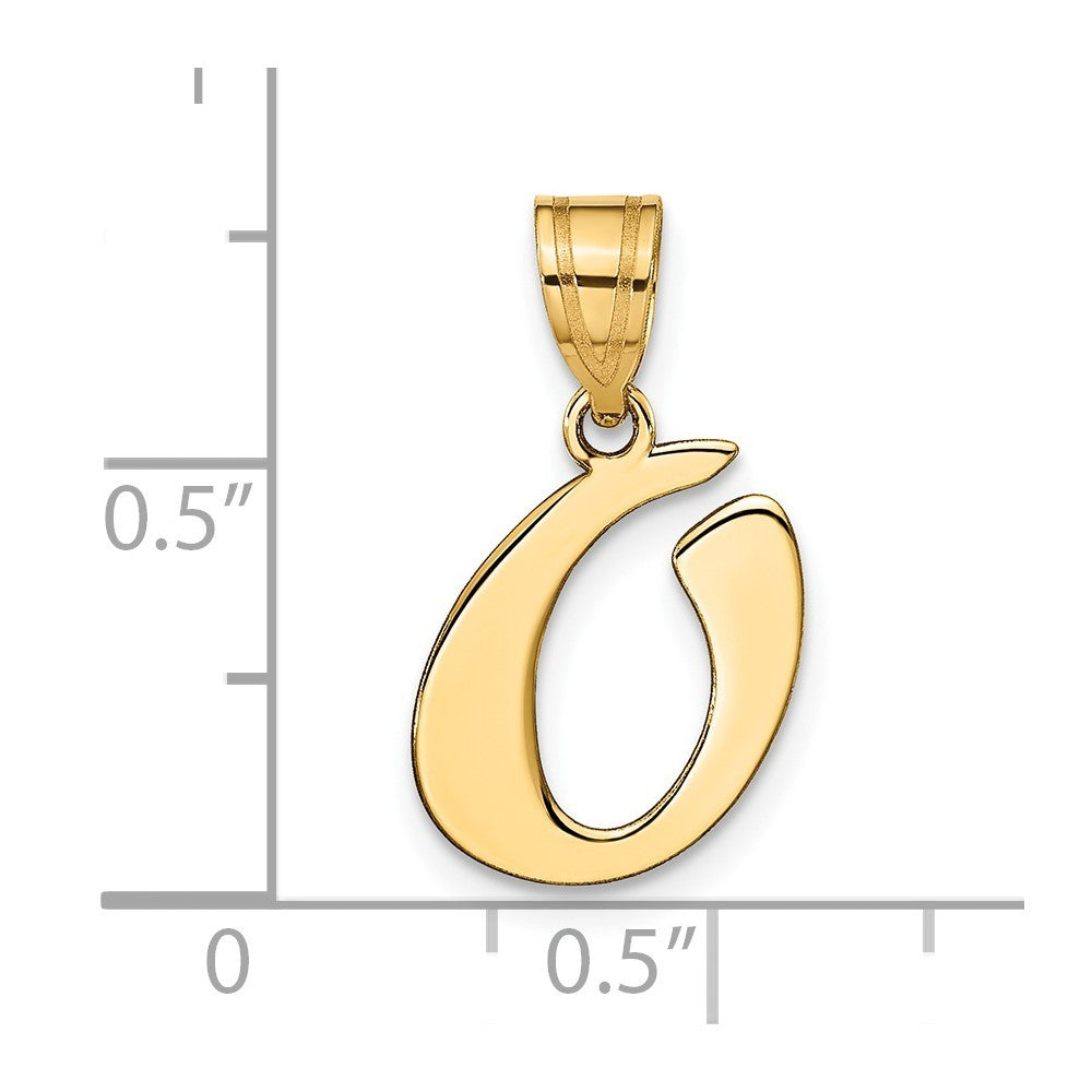 14k Yellow Gold Polished Script Letter O Initial Pendant
