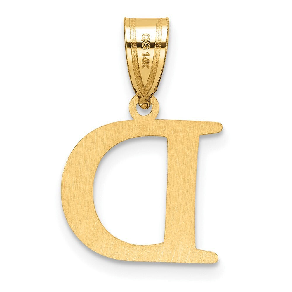 14k Yellow Gold Polished Etched Letter D Initial Pendant for Women