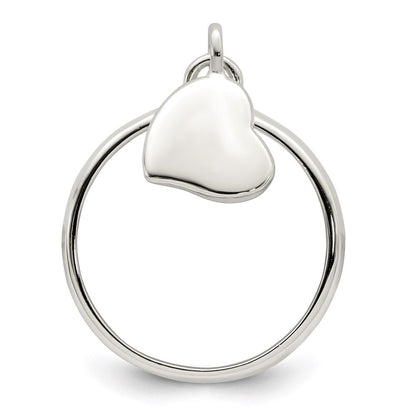 Sterling Silver Dangle Heart Ring Size 8