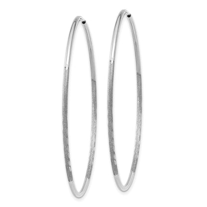 14K White Gold 1.25mm Diamond-cut Endless Hoop Earring