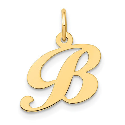 14k Yellow Gold Small Fancy Script Letter B Initial Charm
