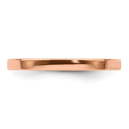 14k Rose Gold 2mm Lightweight Flat Wedding Band Ring Size 6