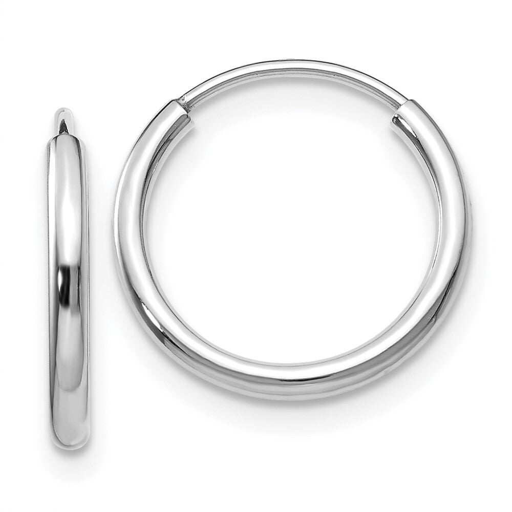 14k White Gold 1.5mm Polished Endless Hoop Earrings Gift for Women