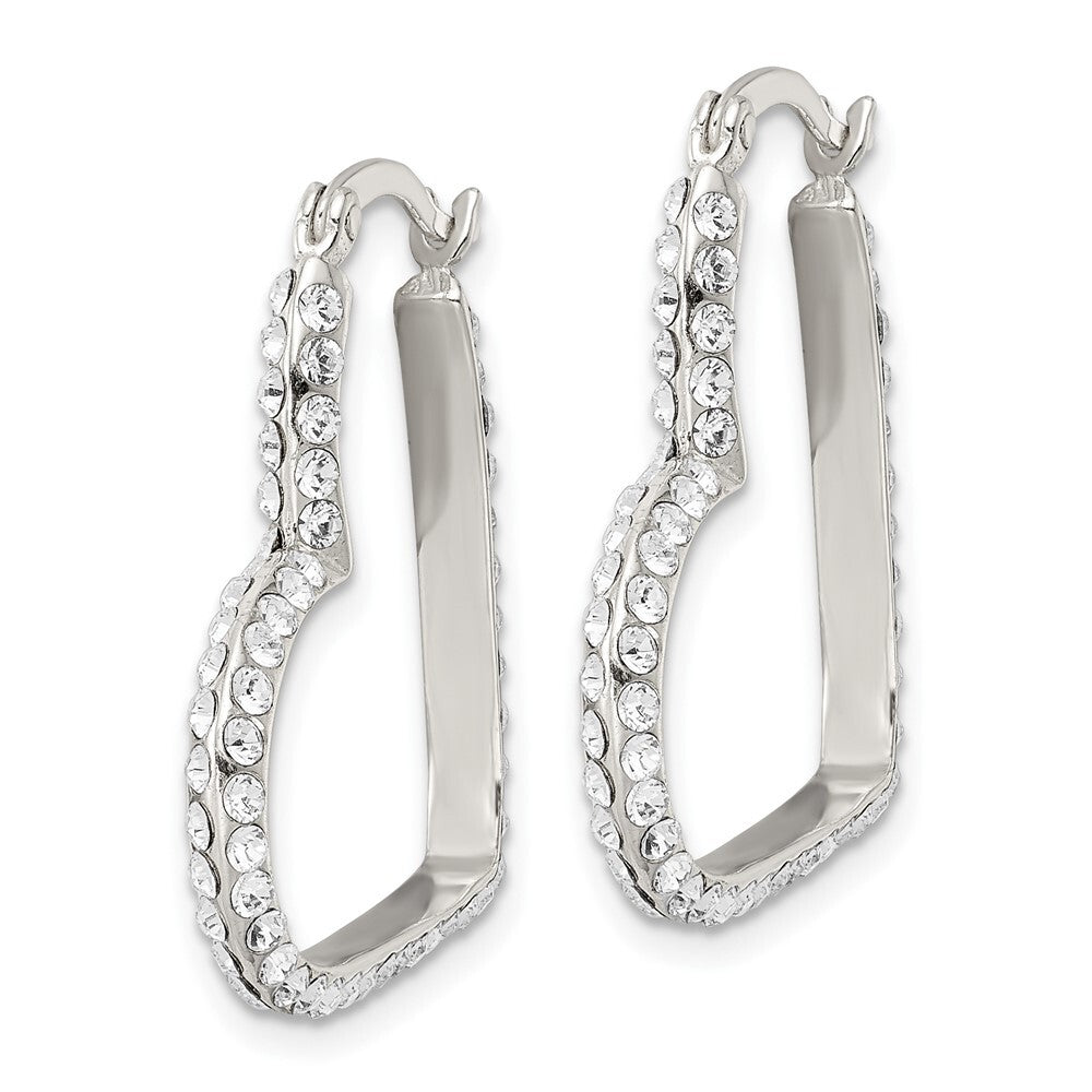 Sterling Silver Cubic Zirconia Heart Hoop Earrings