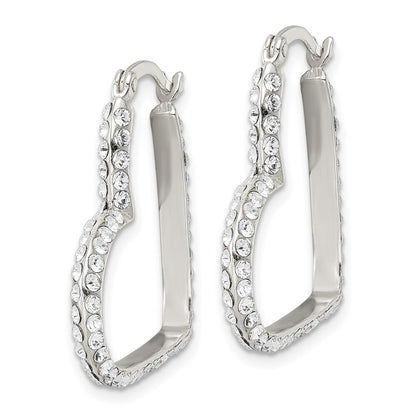 Sterling Silver Cubic Zirconia Heart Hoop Earrings